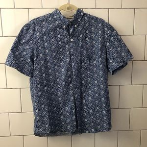 Men’s short sleeve bandana print blue shirt